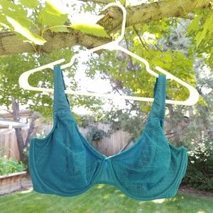 She Walks In Beauty + Light Mesh Bra Teal Blue 38D